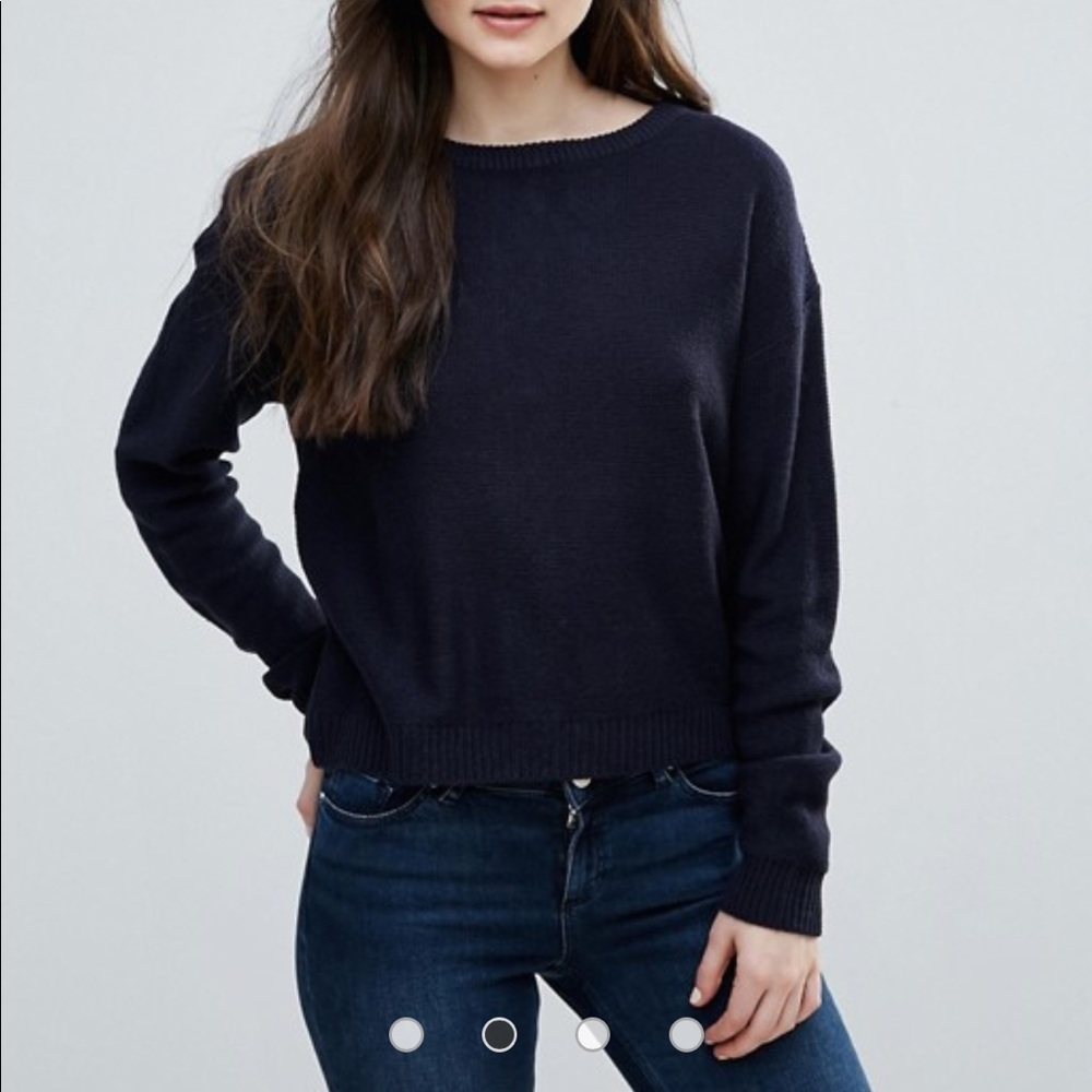 Navy back tie sweater - Picture 2 of 6